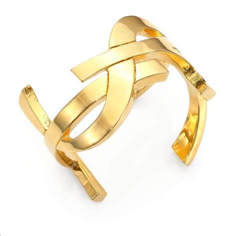 ysl gold monogram cuff|ysl bracelets.